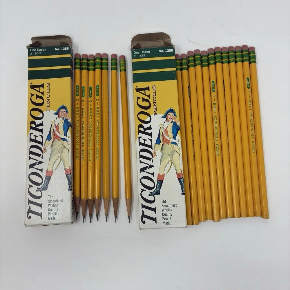 VTG Dixon Ticonderoga 1388 No 2 Soft Pencils 19, Box Of 12 New, Box 7 Sharpened